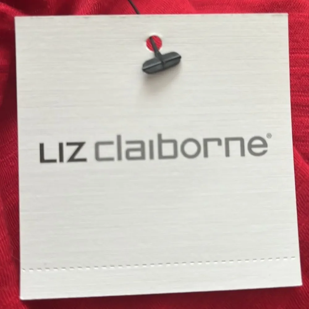 Liz Claiborne Red Floral V-Neck Sleeveless Tie Shoulders Tank Top NEW - Picture 4 of 14